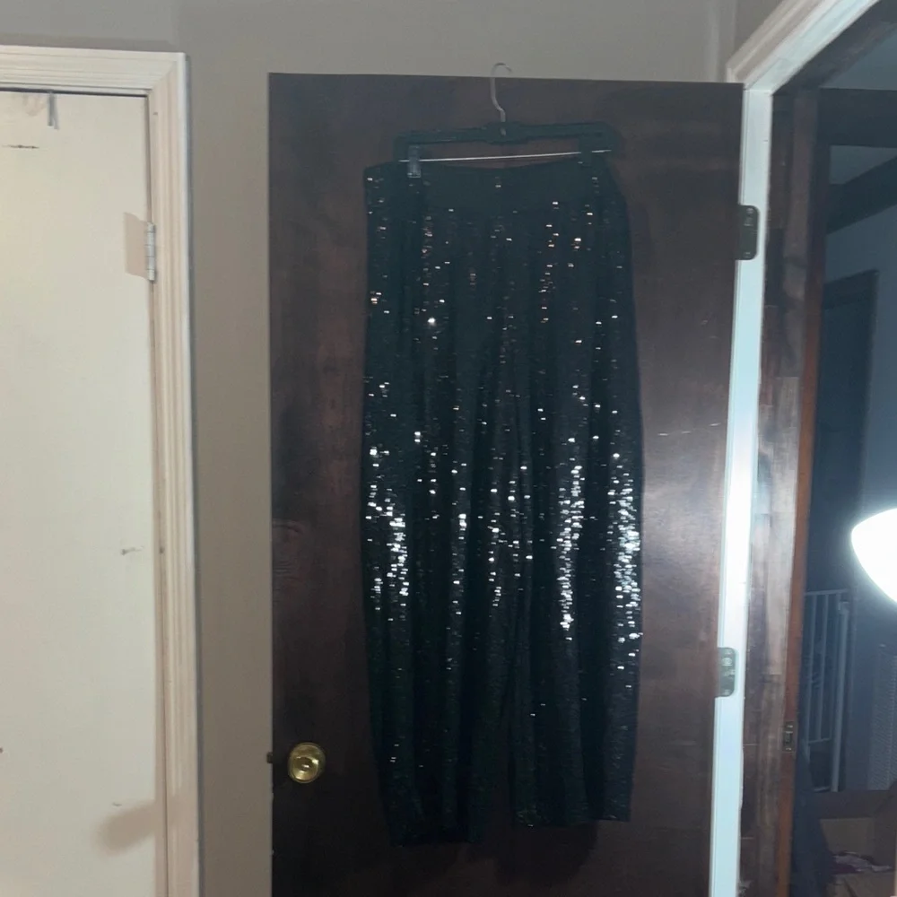 Lane Bryant Black Sequin Pant